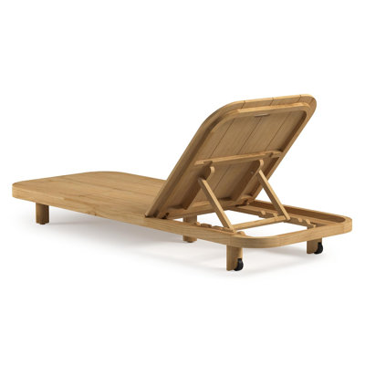 Chaise longue réglable Donato en teck avec All Weather Sunbrella® luxe heritage rust coussin