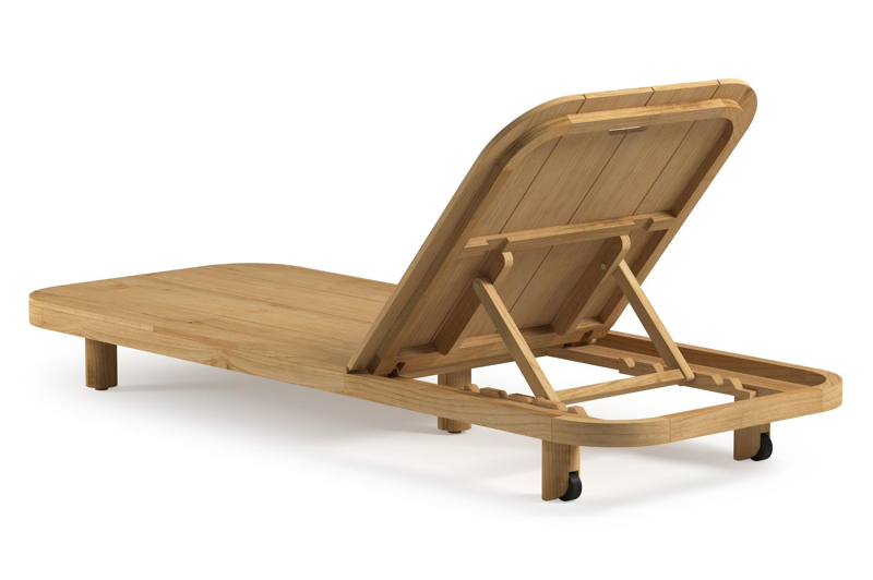 Donato verstelbaar ligbed in teak met All Weather Sunbrella® luxe lopi marble kussen