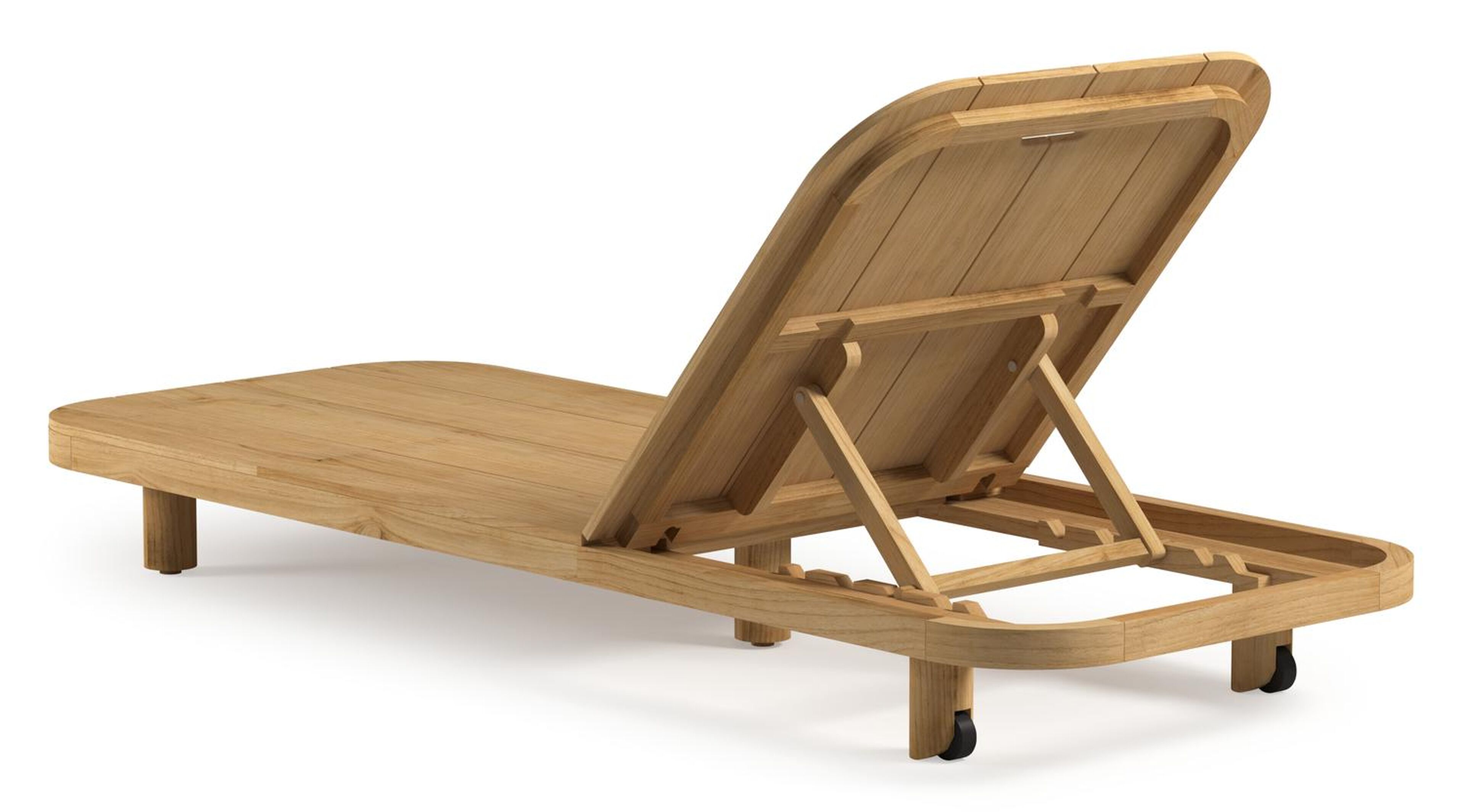 Chaise longue réglable Donato en teck avec All Weather Sunbrella® luxe lopi marble coussin