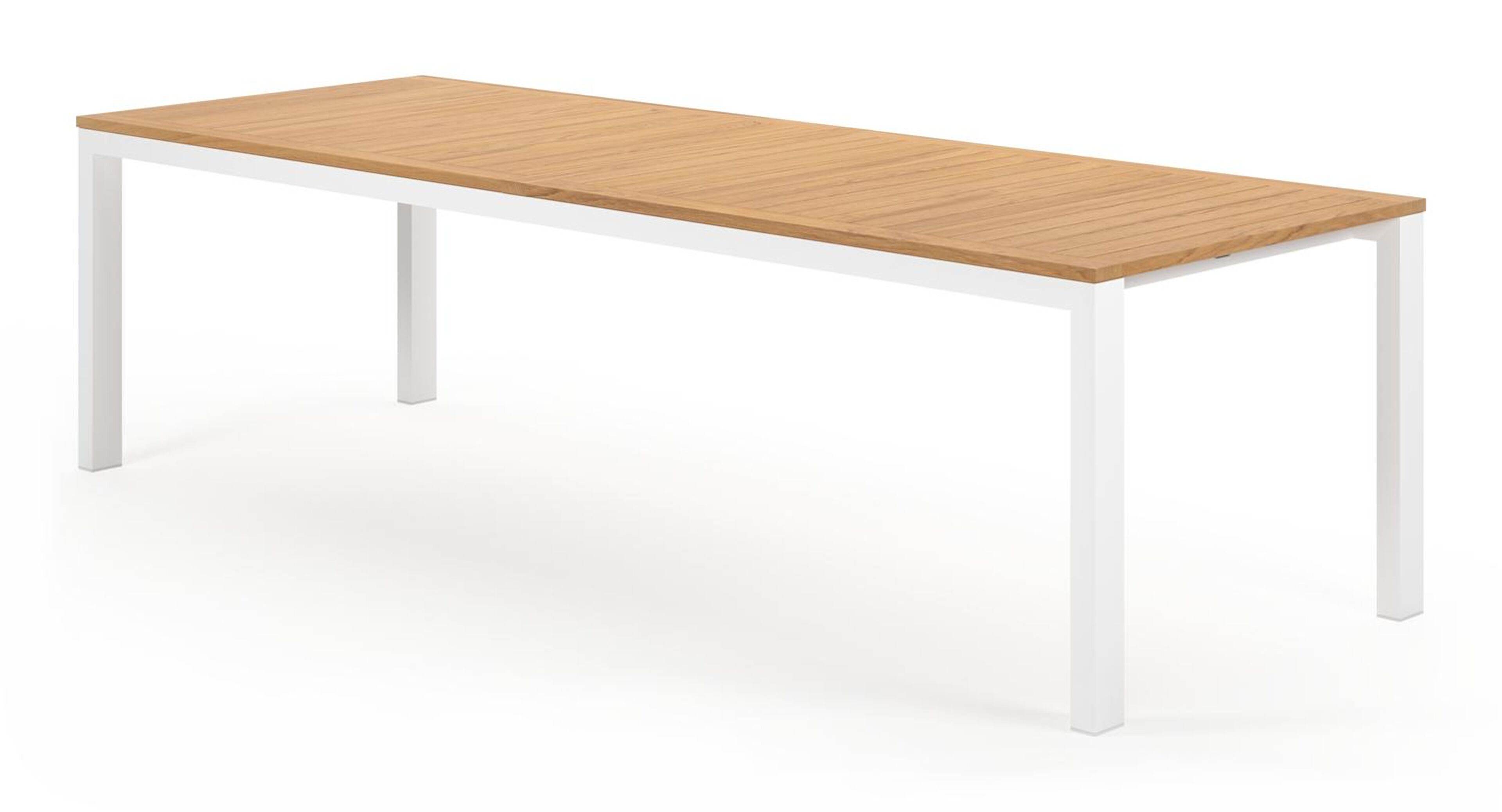 Trente tuintafel rechthoekig in wit aluminium en teak - L 270 x B 100 x H 73 cm