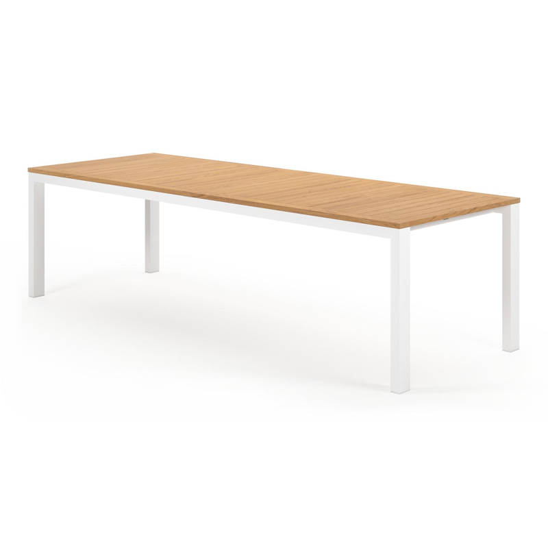 Trente tuintafel rechthoekig in wit aluminium en teak - L 270 x B 100 x H 73 cm