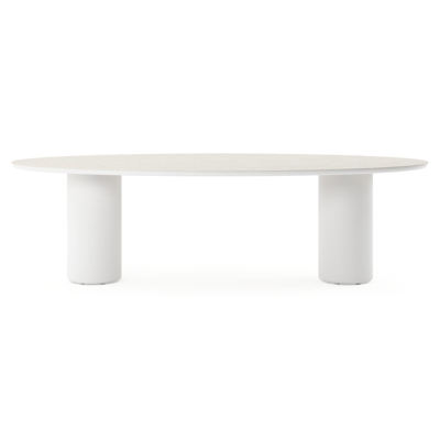 Amico tuintafel ovaal in wit aluminium en volkeramiek Shilin - L 260 x B 125 x H 73.5 cm