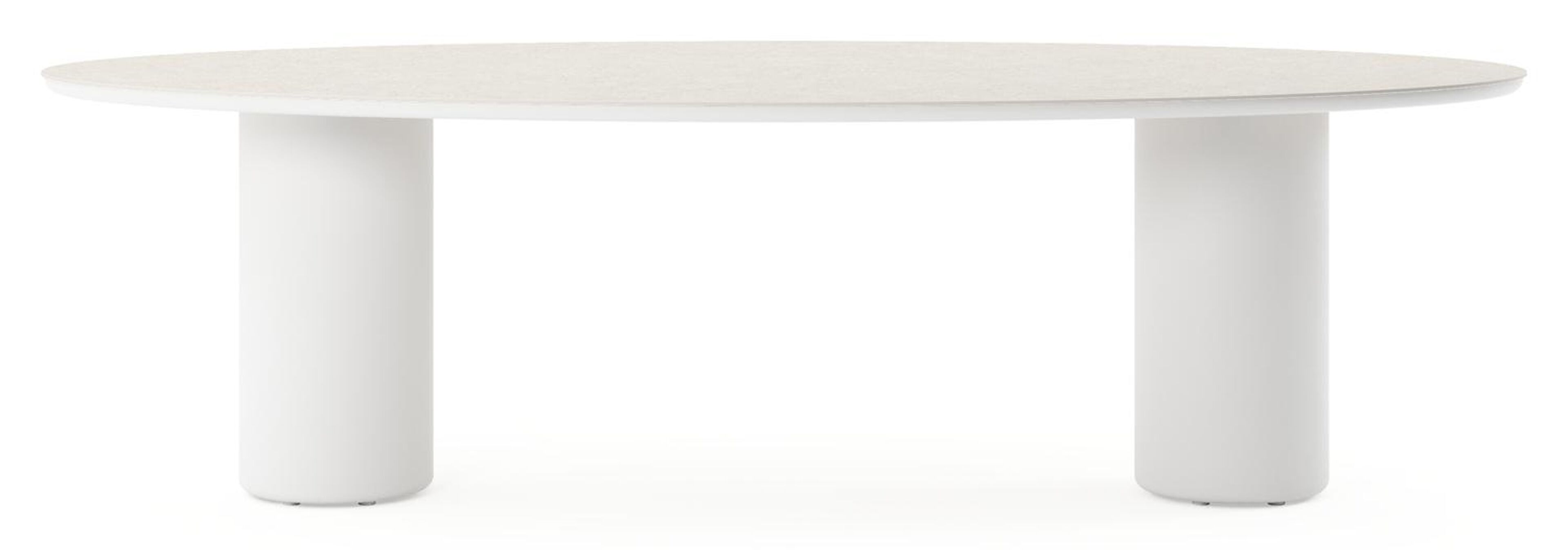 Amico tuintafel ovaal in wit aluminium en volkeramiek Shilin - L 260 x B 125 x H 73.5 cm