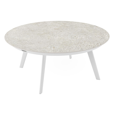 Rondo loungetafel in wit aluminium en shilin volkeramiek - Dia. 85 X H 35 cm