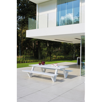 Norma picknicktafel in wit aluminium - L 240 x B 213 x H 74 cm