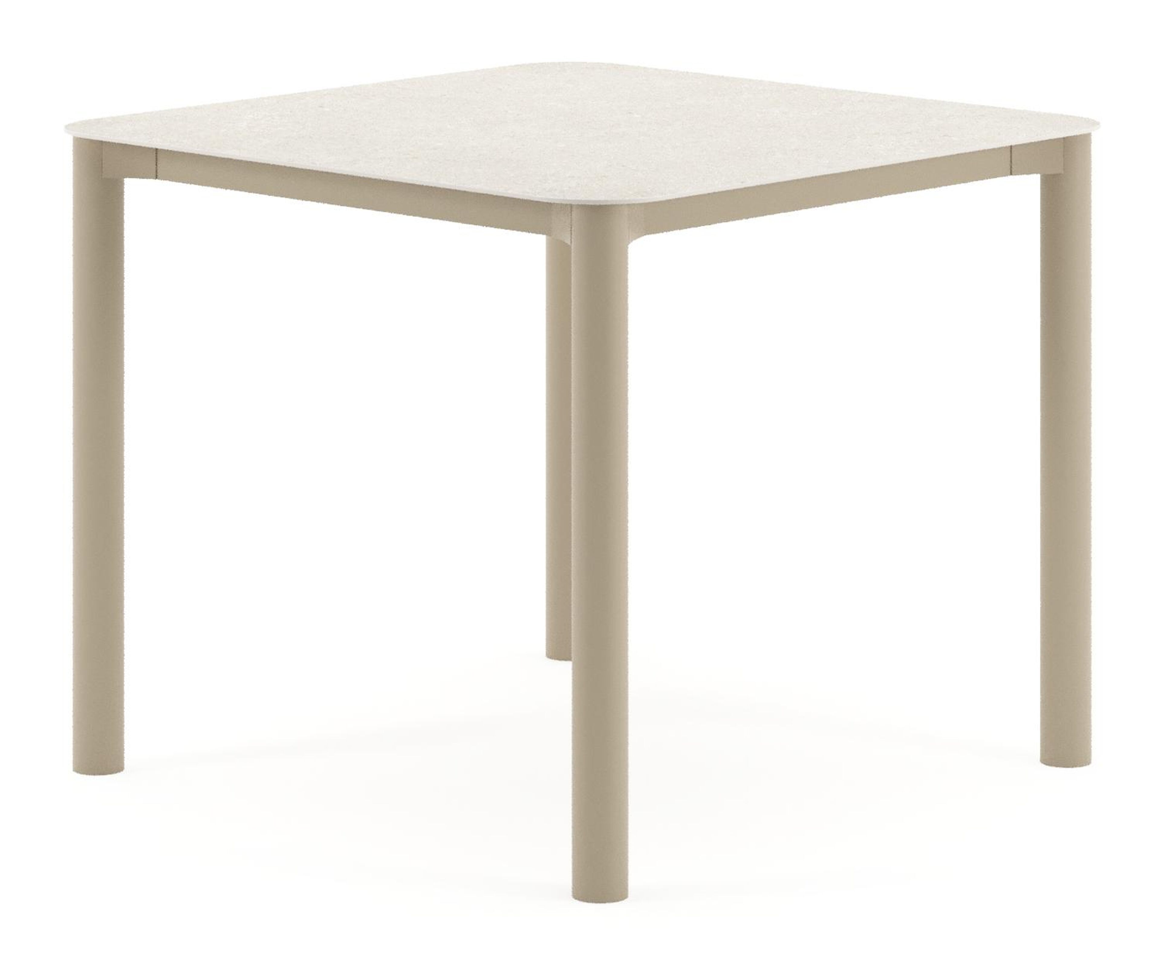 Orso tuintafel rechthoekig afgerond in beige aluminium en volkeramiek Shilin - L 90 x B 90 x H 75 cm
