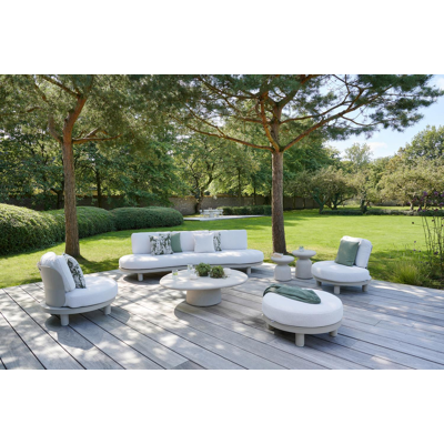 Salon de jardin Donato en aluminium beige et coussins en all weather sunbrella® luxe Natte Dark Taupe