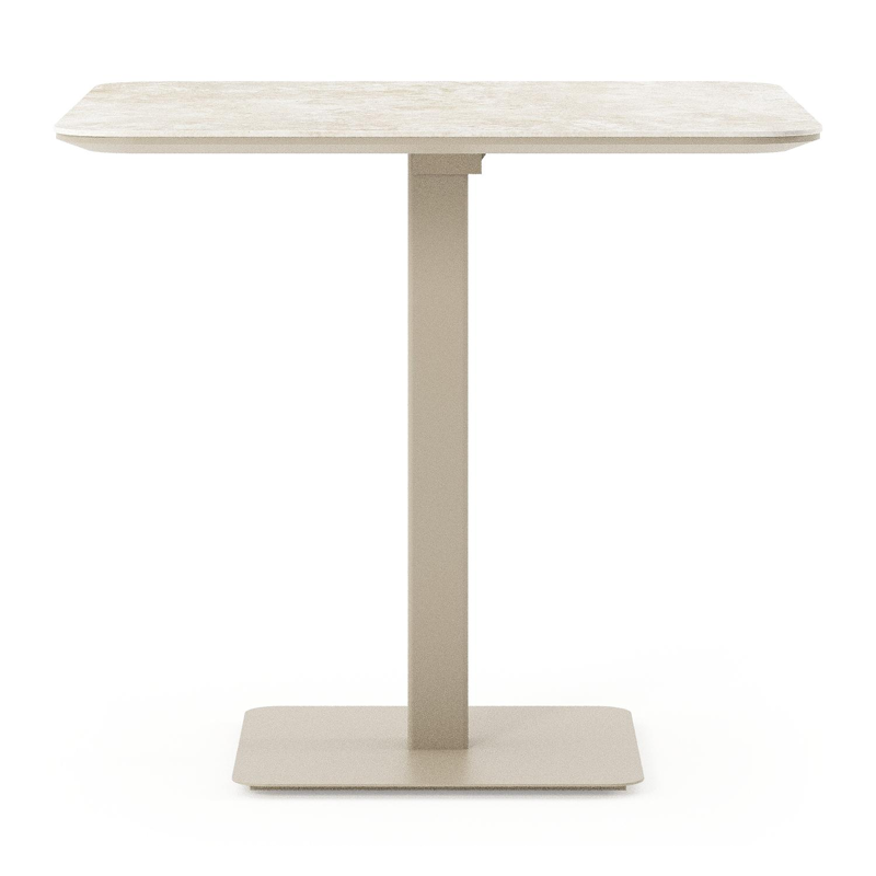 Fano kantelbare tuintafel afgerond vierkant in beige aluminium en volkeramiek Rapolano L 80 x B 80 cm
