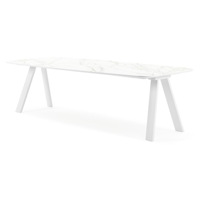 Cesano tuintafel in wit aluminium en volkeramiek calacatta - L 255 x B 115 x H 75 cm