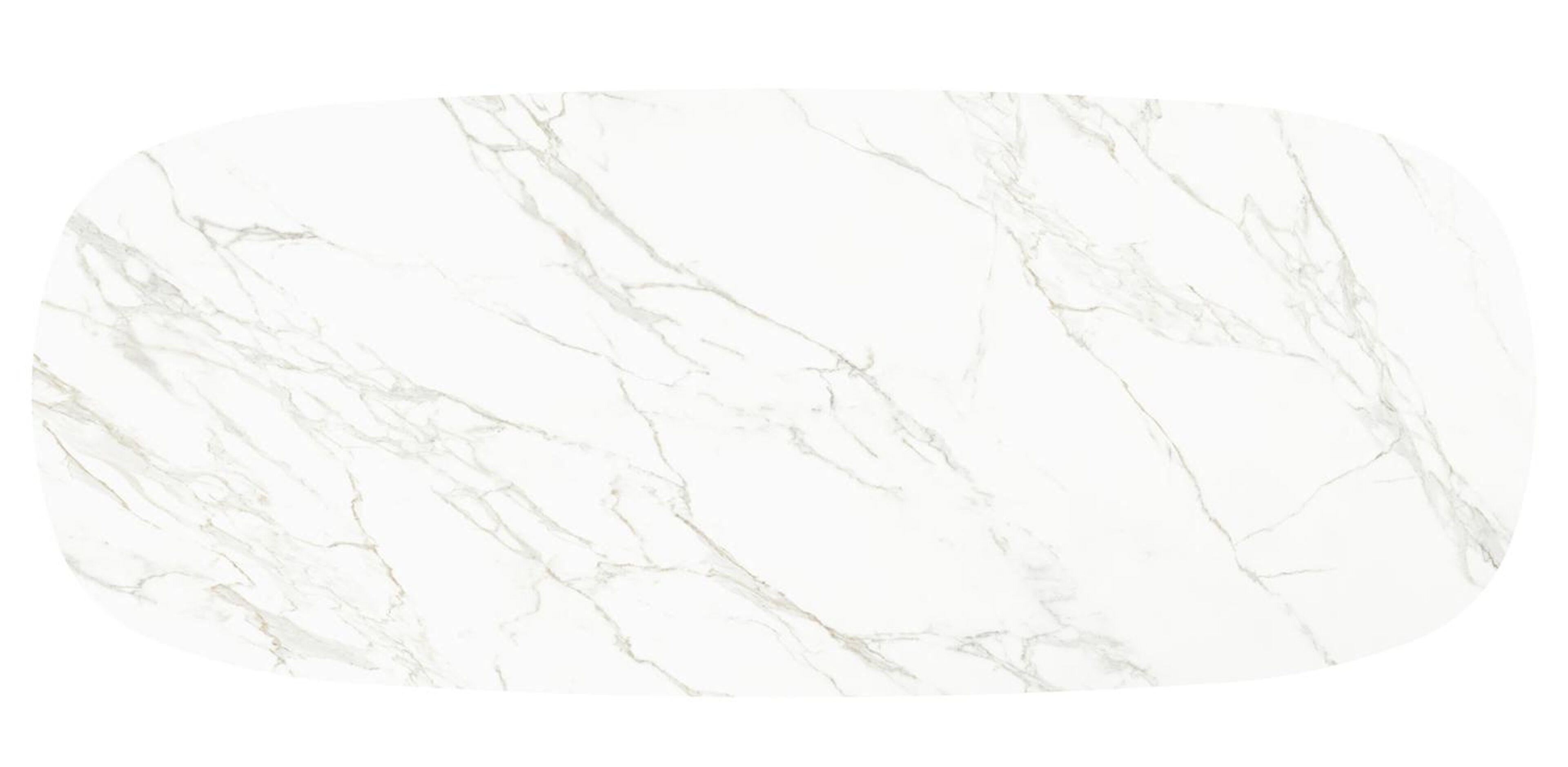 Table de jardin low dining Amico bombo en aluminium beige et céramique pleine Calacatta - Lg. 320 x Lrg. 130 x Haut. 61 cm