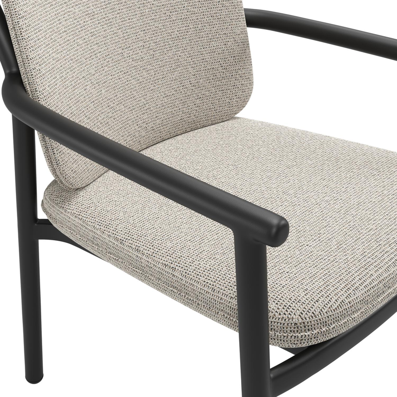 Bono stapelbare tuinstoel in zwart aluminium met stoelkussen in All Weather Solica Firenze Sand