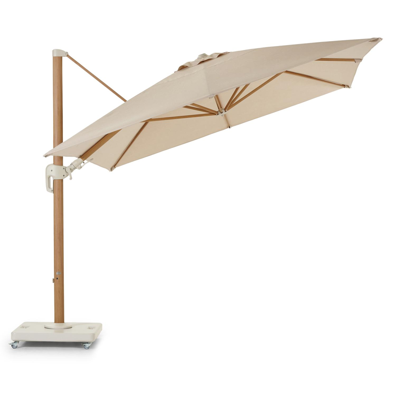 Rufina zweefparasol met tiltfunctie in zwart aluminium met zwart sunbrella® premium parasoldoek - L1 300 x L2 300 cm (met voet)
