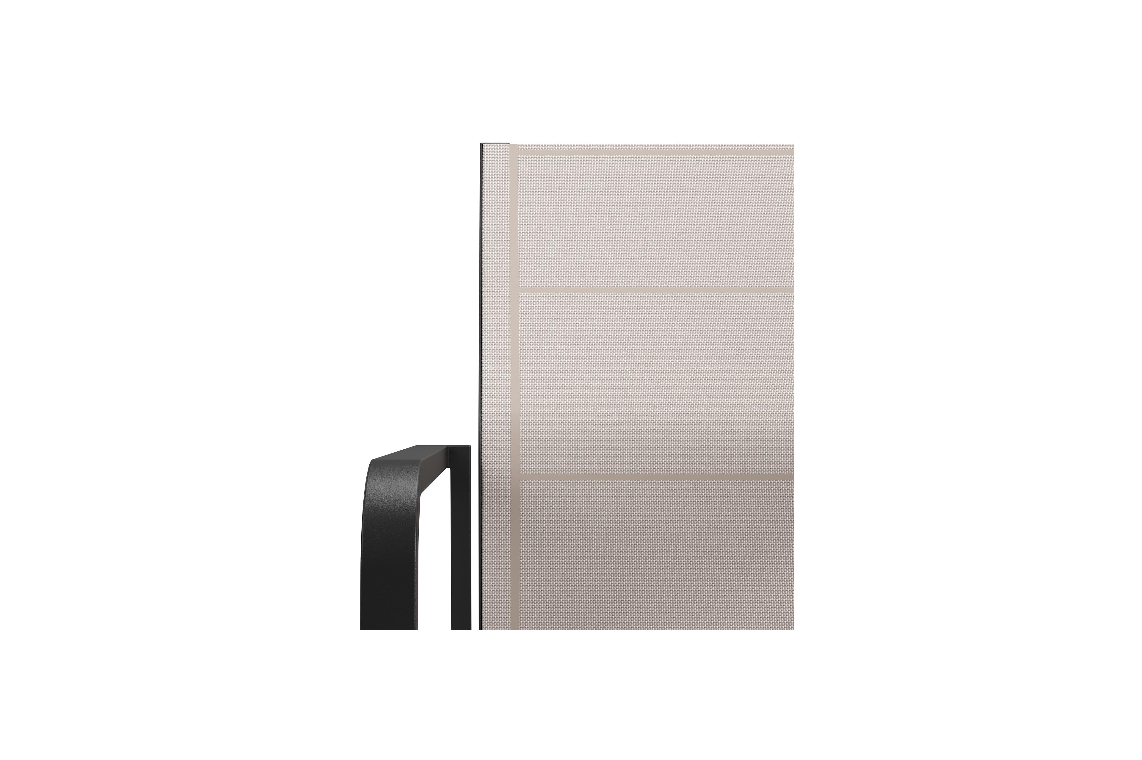 Como stapelbare tuinstoel in zwart aluminium en beige textilene