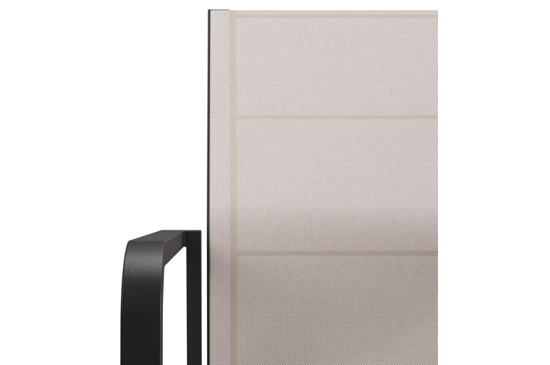 Como stapelbare tuinstoel in zwart aluminium en beige textilene