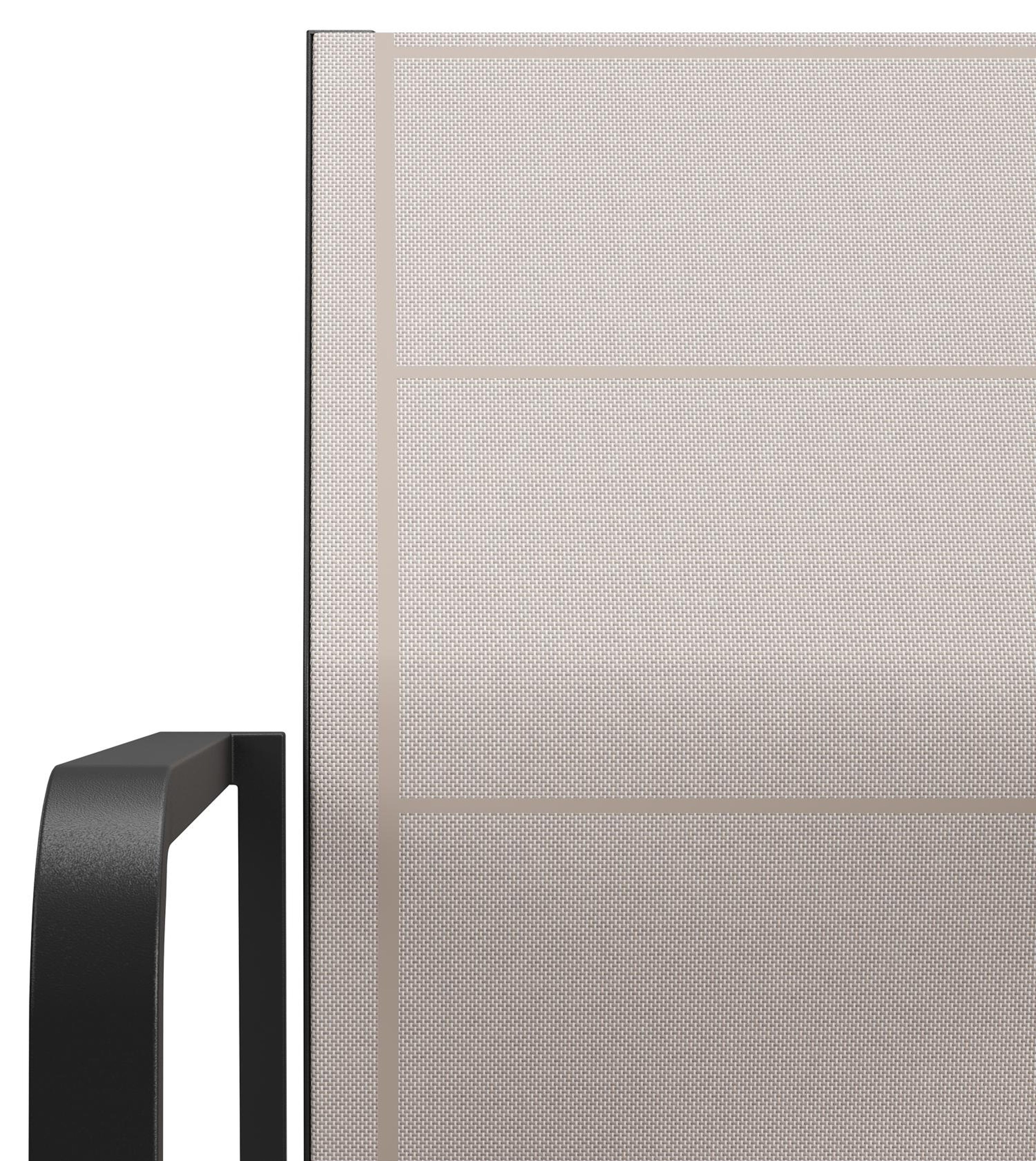 Como stapelbare tuinstoel in zwart aluminium en beige textilene