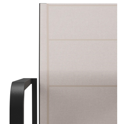 Como stapelbare tuinstoel in zwart aluminium en beige textilene