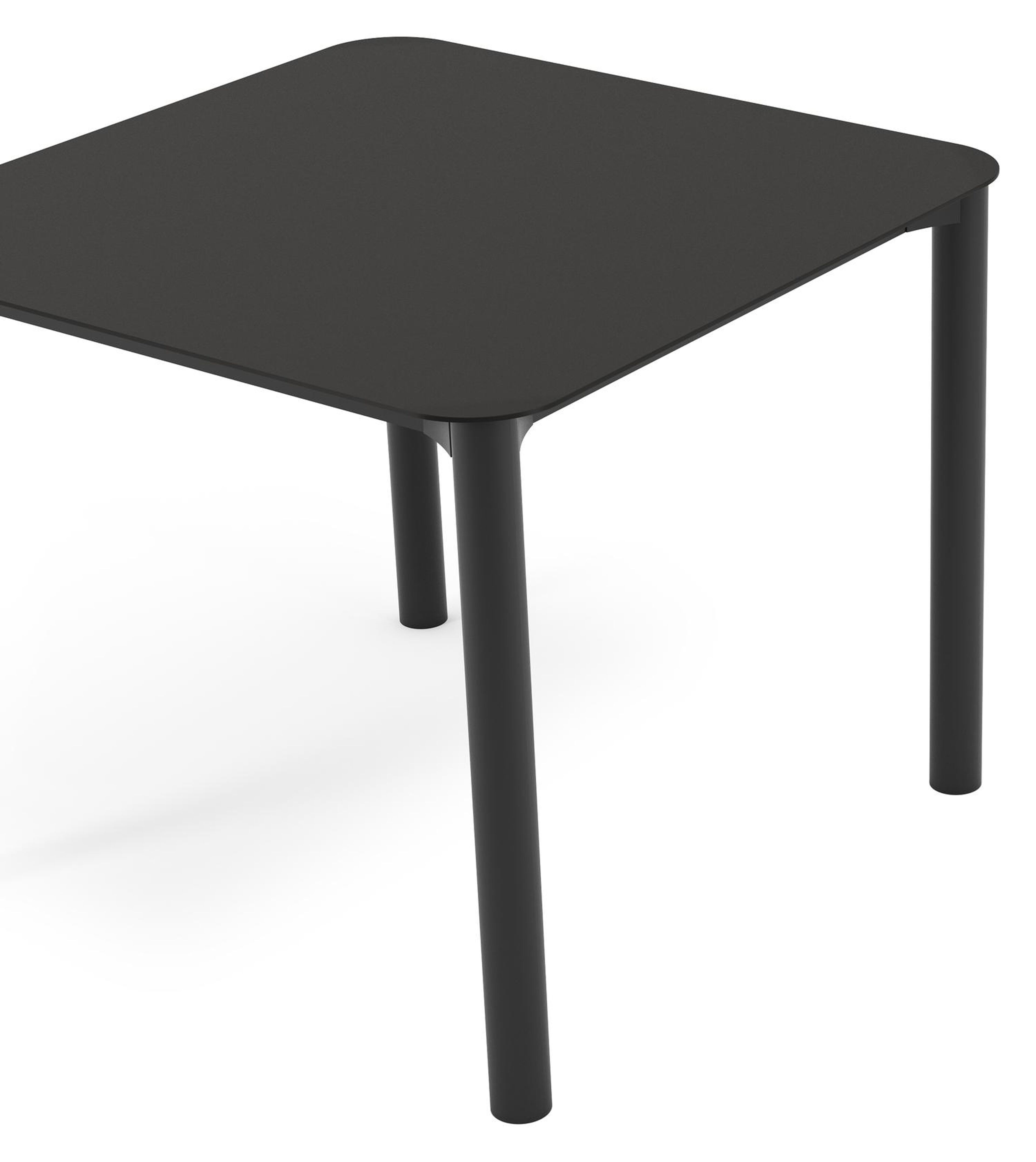 Table de jardin Orso carré arrondi en aluminium noir et céramique pleine noir - Lg. 90 x Lrg. 90 x Haut. 75 cm