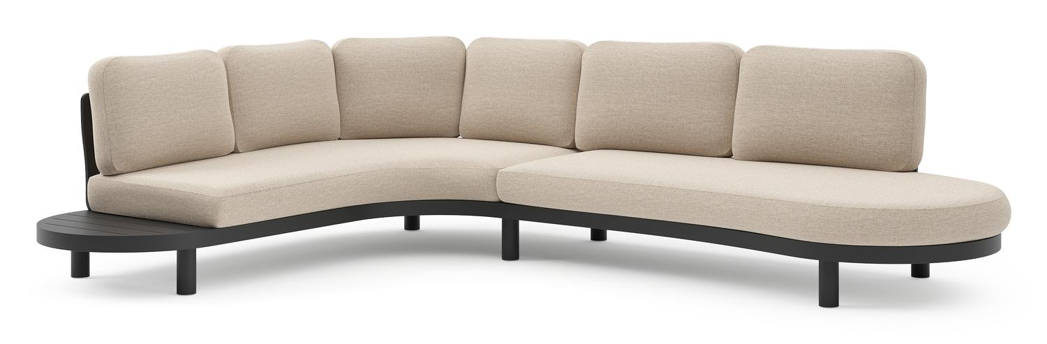 Palma loungehoek in zwart aluminium met rustic weather+ softtouch kussen