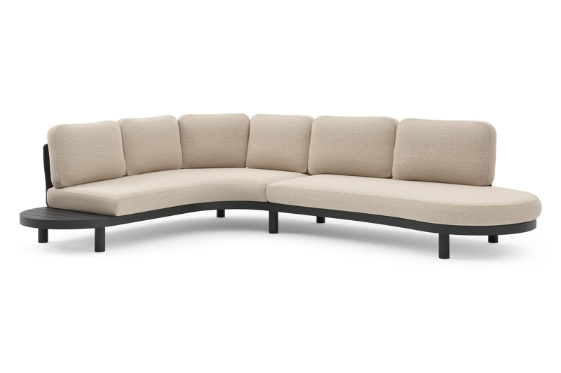 Palma loungehoek in zwart aluminium met rustic weather+ softtouch kussen