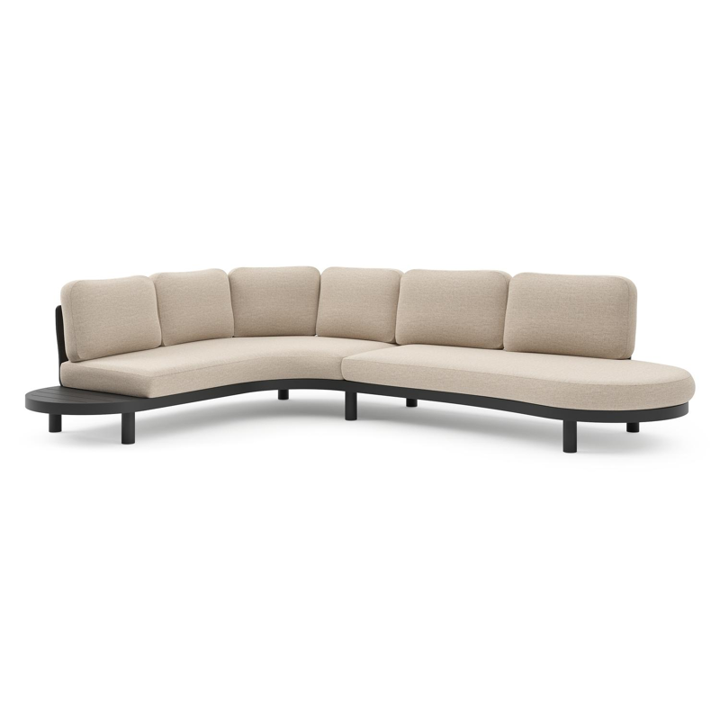 Palma loungehoek in zwart aluminium met rustic weather+ softtouch kussen