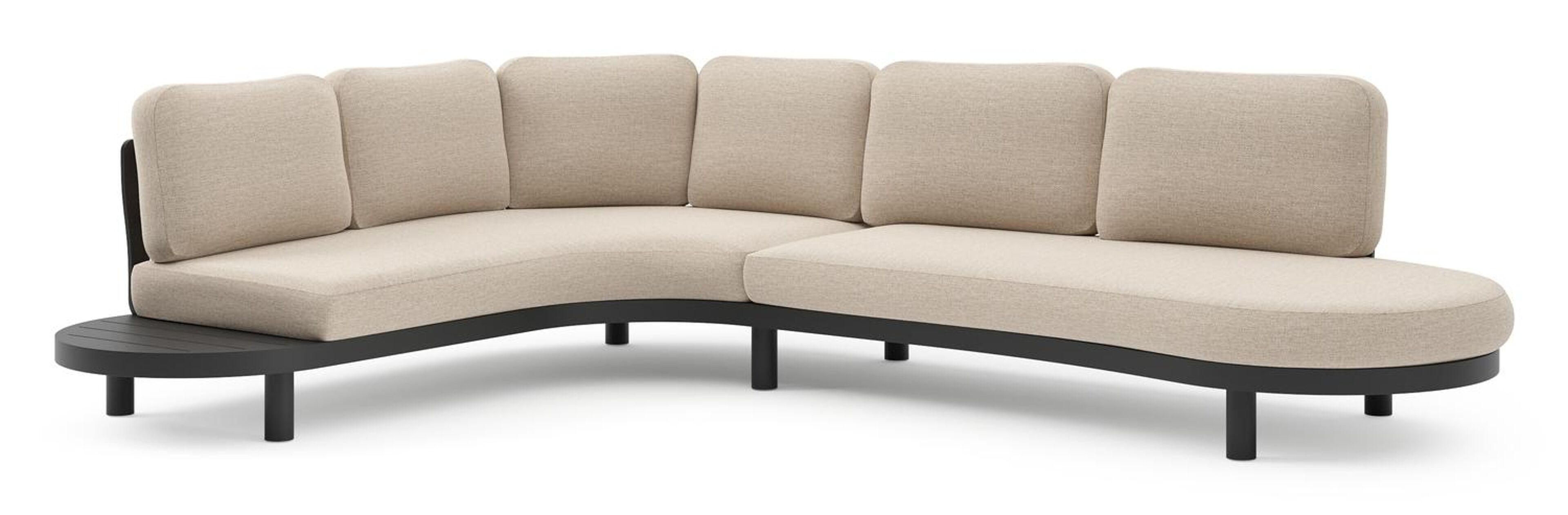 Palma loungehoek in zwart aluminium met rustic weather+ softtouch kussen