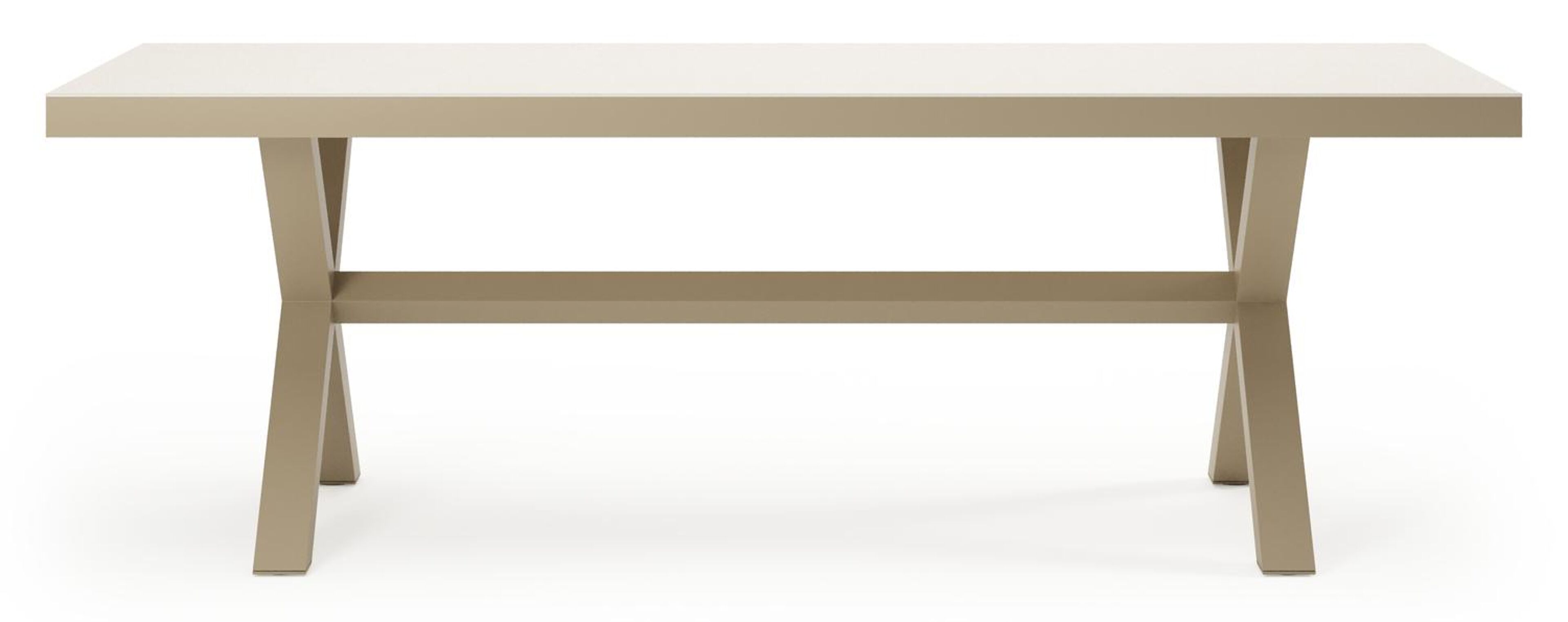 Ensemble de jardin Reza en aluminium beige et sintered stone crema minerale avec 6 chaises de jardin empilable Matera