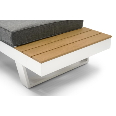 Alora loungehoek in wit aluminium en polywood met grijs polyester kussen en loungetafel