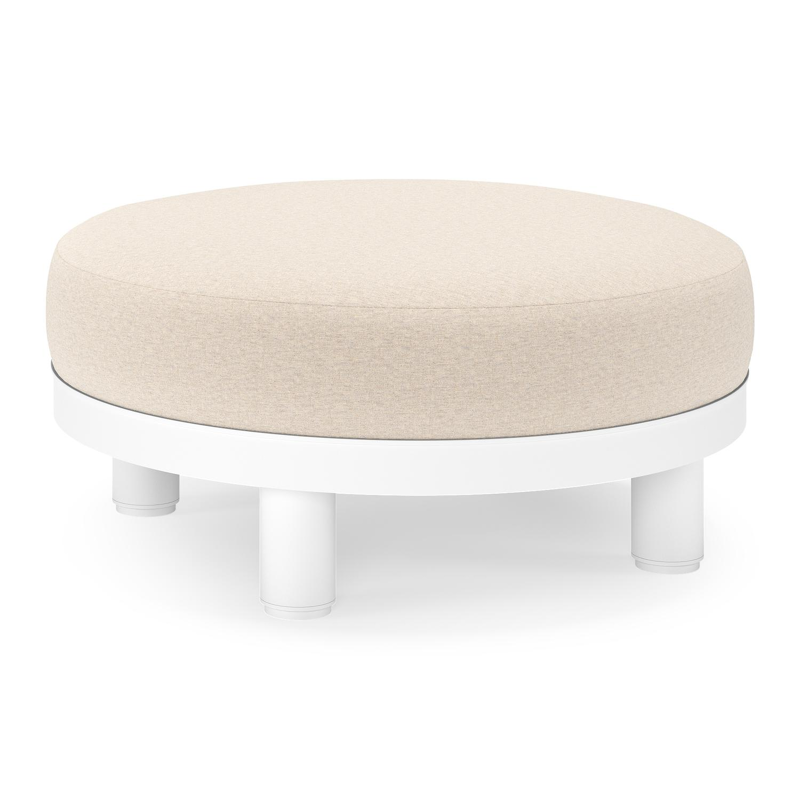 Donato lounge poef in wit aluminium met All Weather Sunbrella® Luxe Heritage Ash kussen