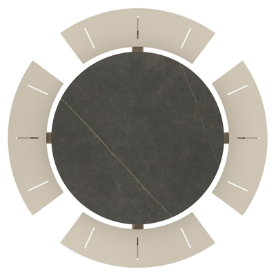 Rondino picknicktafel rond in beige aluminium en volkeramiek Calatorao - Dia. 148 x H 71.5 cm