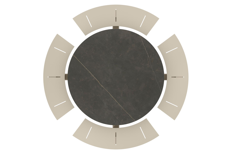 Rondino picknicktafel rond in beige aluminium en volkeramiek Calatorao - Dia. 148 x H 71.5 cm