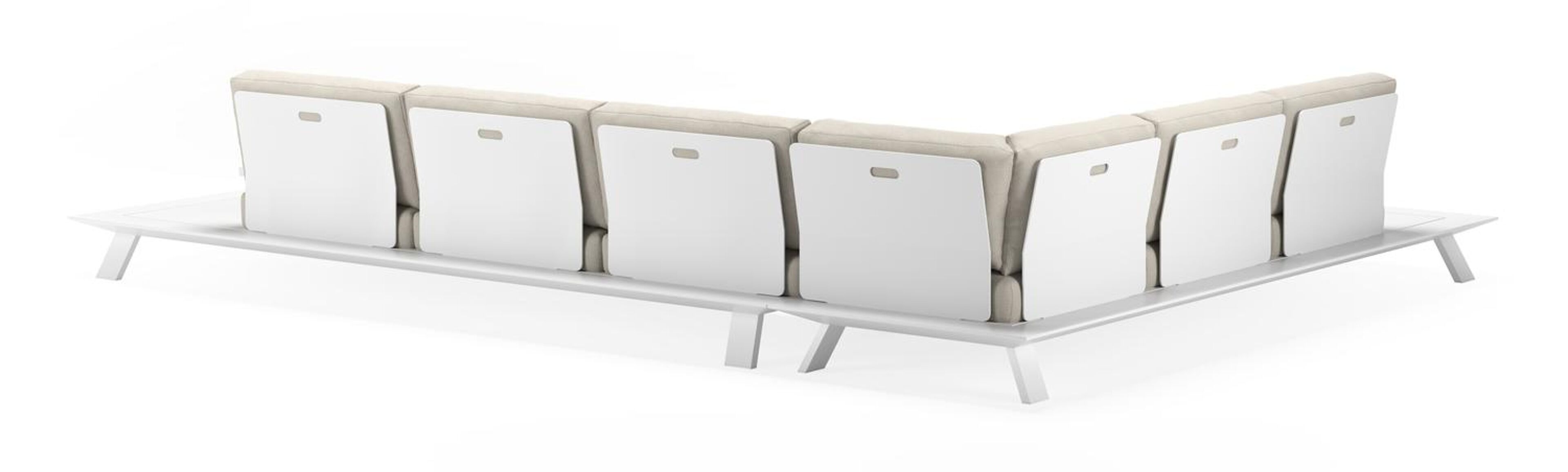 Cesano loungehoek in wit aluminium met chartres pewter all weather sunbrella® luxe kussens