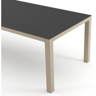 Como tuintafel rechthoekig in beige aluminium en volkeramiek Nero Black - L 240 x B 100 x H 73 cm