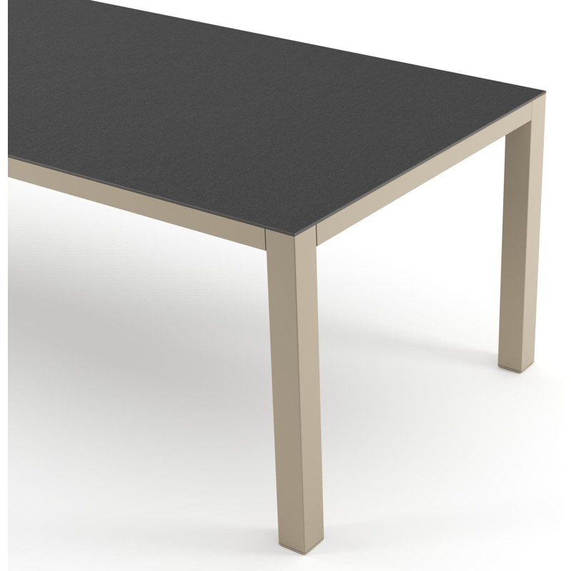 Table de jardin Como rectangulaire en aluminium beige et céramique pleine Nero Black - Lg. 240 x Lrg. 100 x Haut. 73 cm
