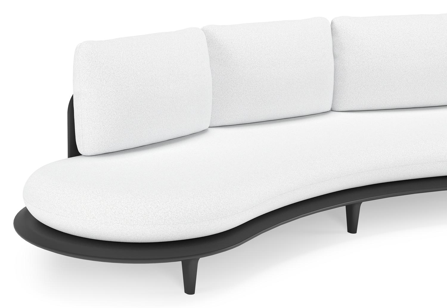 Canapé de jardin Bomero en aluminium noir et coussins en all weather solica ego birch