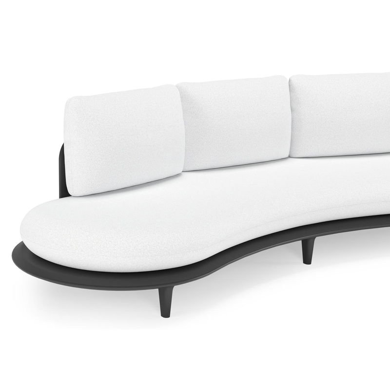 Canapé de jardin Bomero en aluminium noir et coussins en all weather solica ego birch