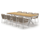 Reza tuinset in wit aluminium en teak met 8 Gerona tuinstoelen
