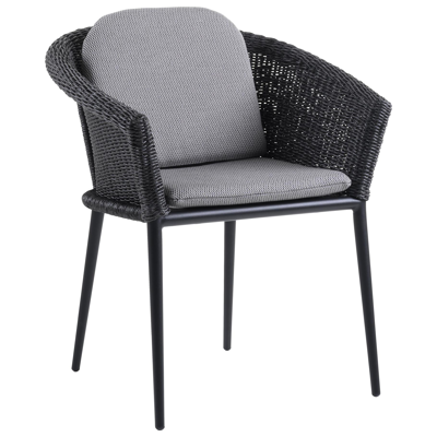 Toblino stapelbare tuinstoel zwart - aluminium en wicker