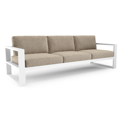 Canapé de jardin Verato en aluminium blanc et coussins en all weather cosytica bora jungle