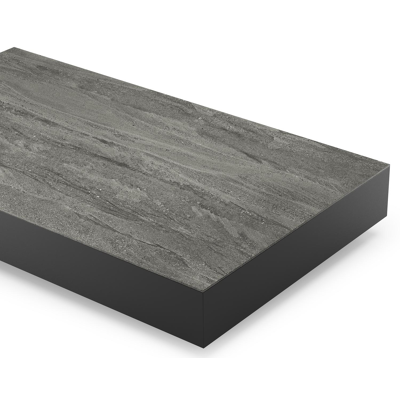 Como loungetafel in zwart aluminium en aspen grey volkeramiek - L 140 x B 80 x H 20 cm