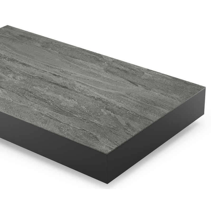 Como loungetafel in zwart aluminium en aspen grey volkeramiek - L 140 x B 80 x H 20 cm