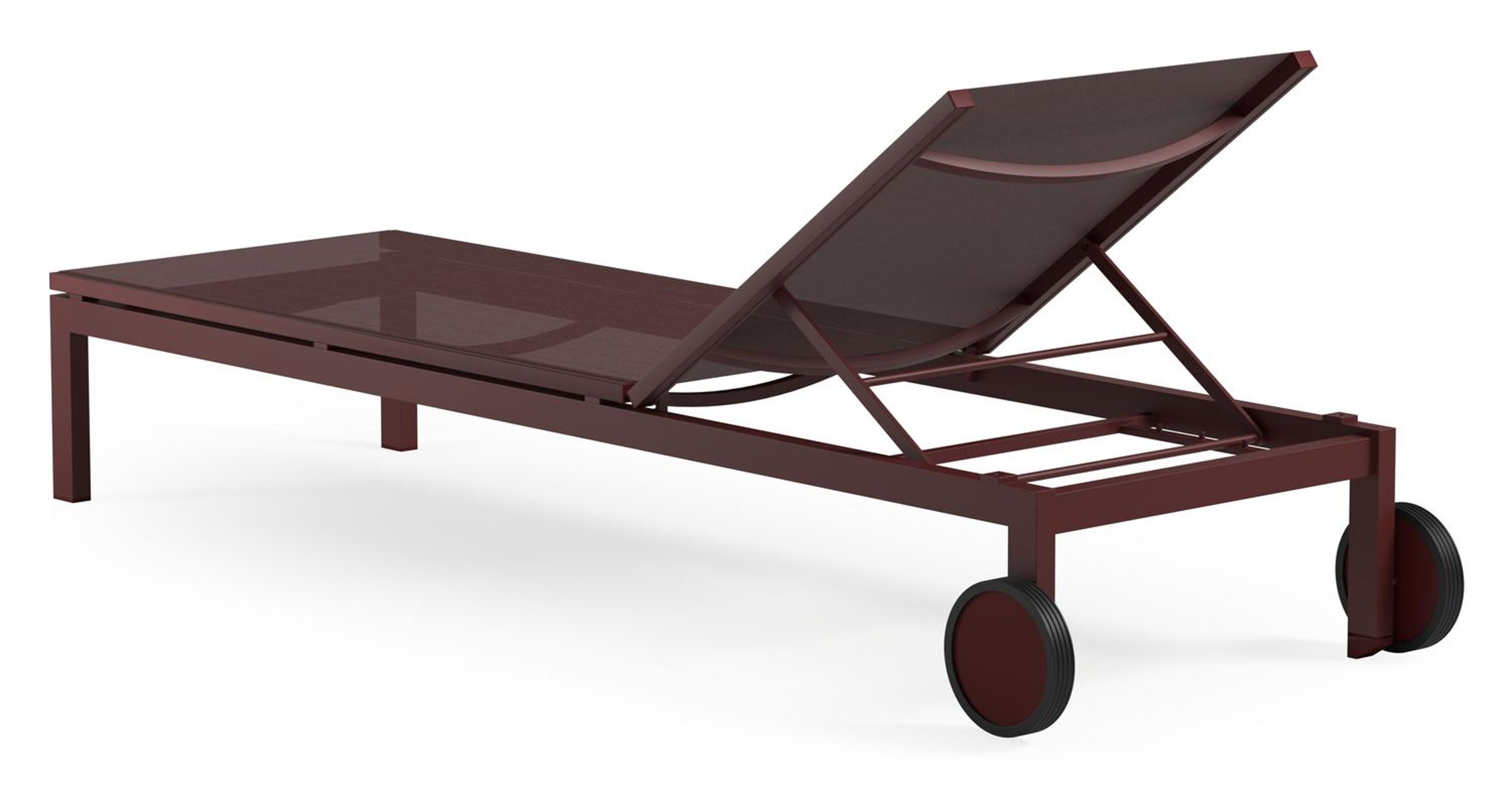 Chaise longue réglable Caravelle en aluminium ruby et textilène simple ruby