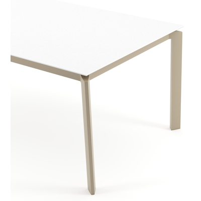 Cirello tuintafel rechthoekig in beige aluminium en volkeramiek Arctic White - L 200 x B 100 x H 74.5 cm