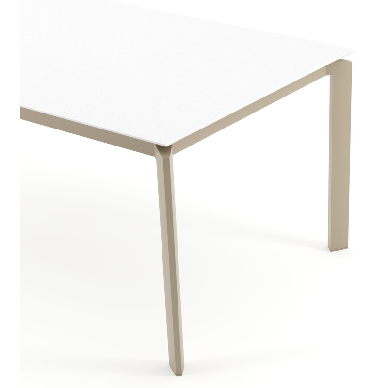 Cirello tuintafel rechthoekig in beige aluminium en volkeramiek Arctic White - L 200 x B 100 x H 74.5 cm