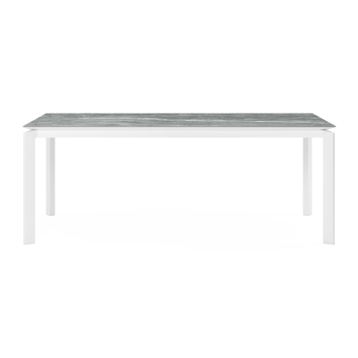 Table de jardin Cirello en aluminium blanc et ceramique pleine mar del plata - Lg. 200 x Larg. 100 x H 75,6 cm