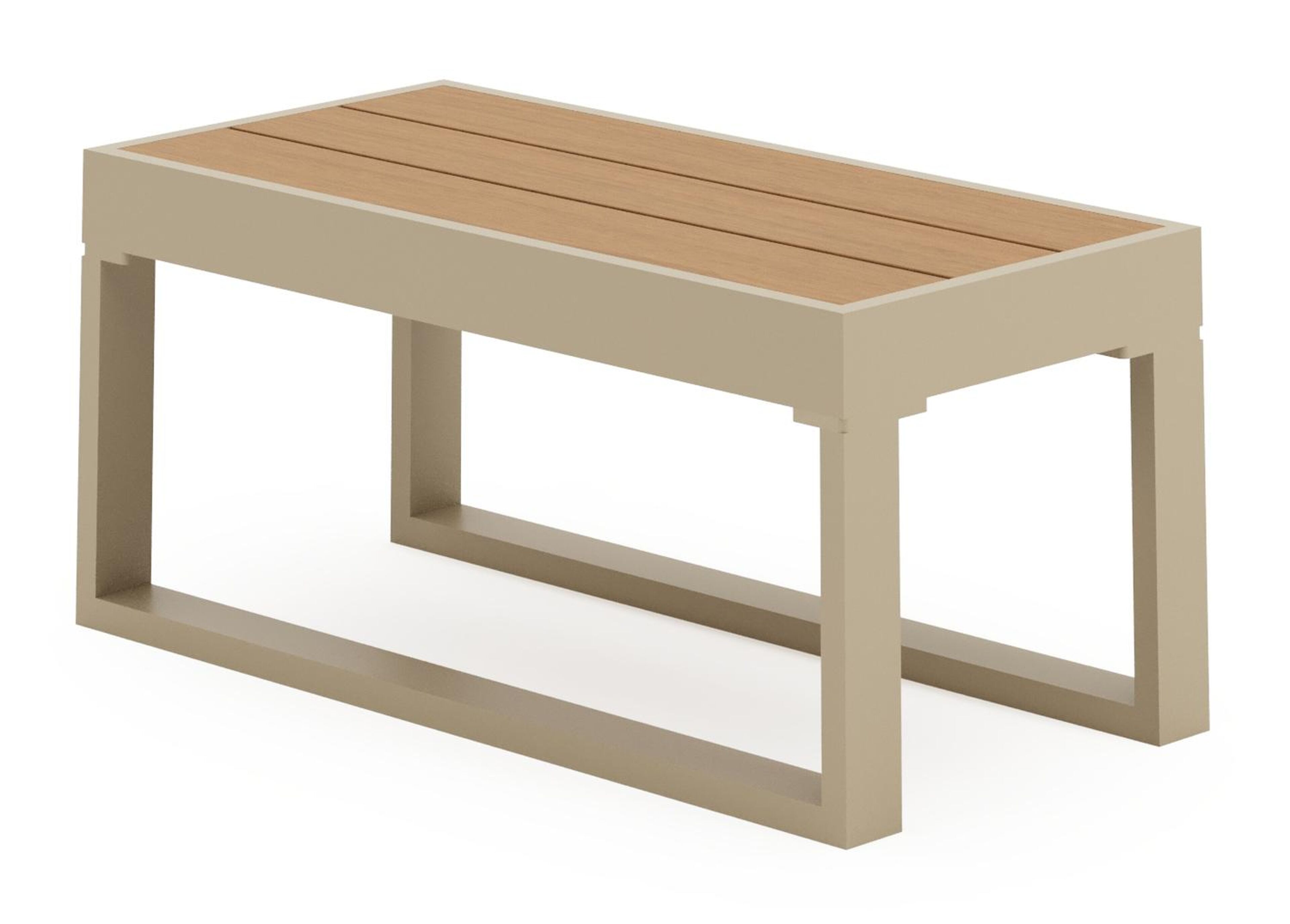 Table d’appoint Caldela en aluminium beige et polywood - Lg. 70 x Lrg. 34 x Haut. 31 cm