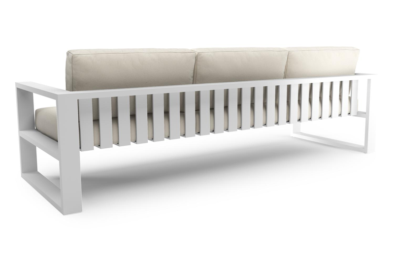 Verato loungebank in wit aluminium met natte white all weather sunbrella® luxe kussen