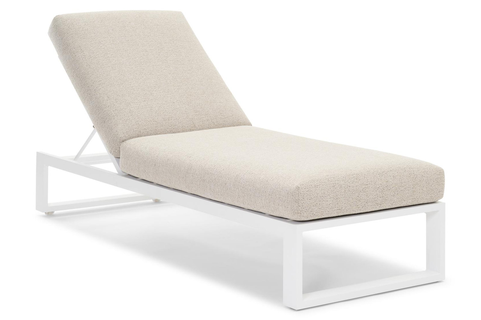 Verato verstelbaar ligbed in wit aluminium met marbella beige all weather cosytica kussen
