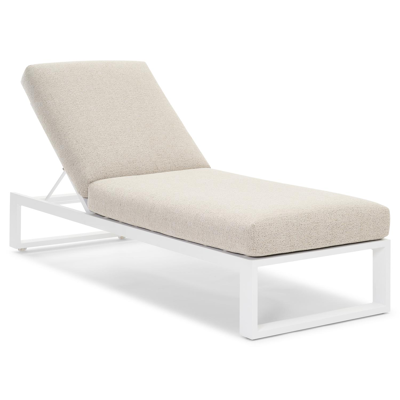 Verato verstelbaar ligbed in wit aluminium met marbella beige all weather cosytica kussen