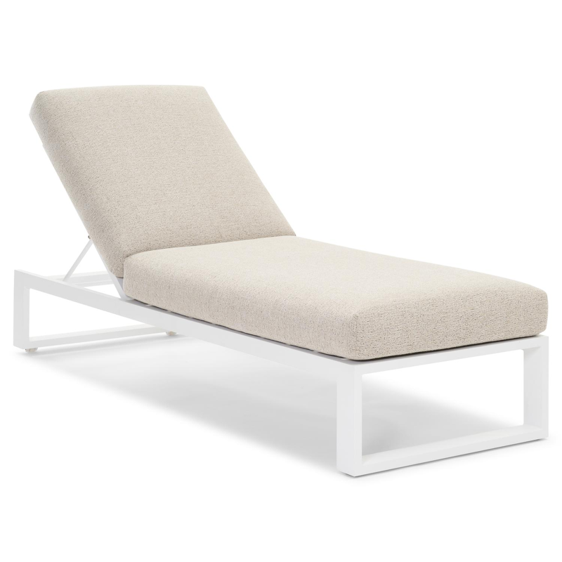 Verato verstelbaar ligbed in wit aluminium met marbella beige all weather cosytica kussen