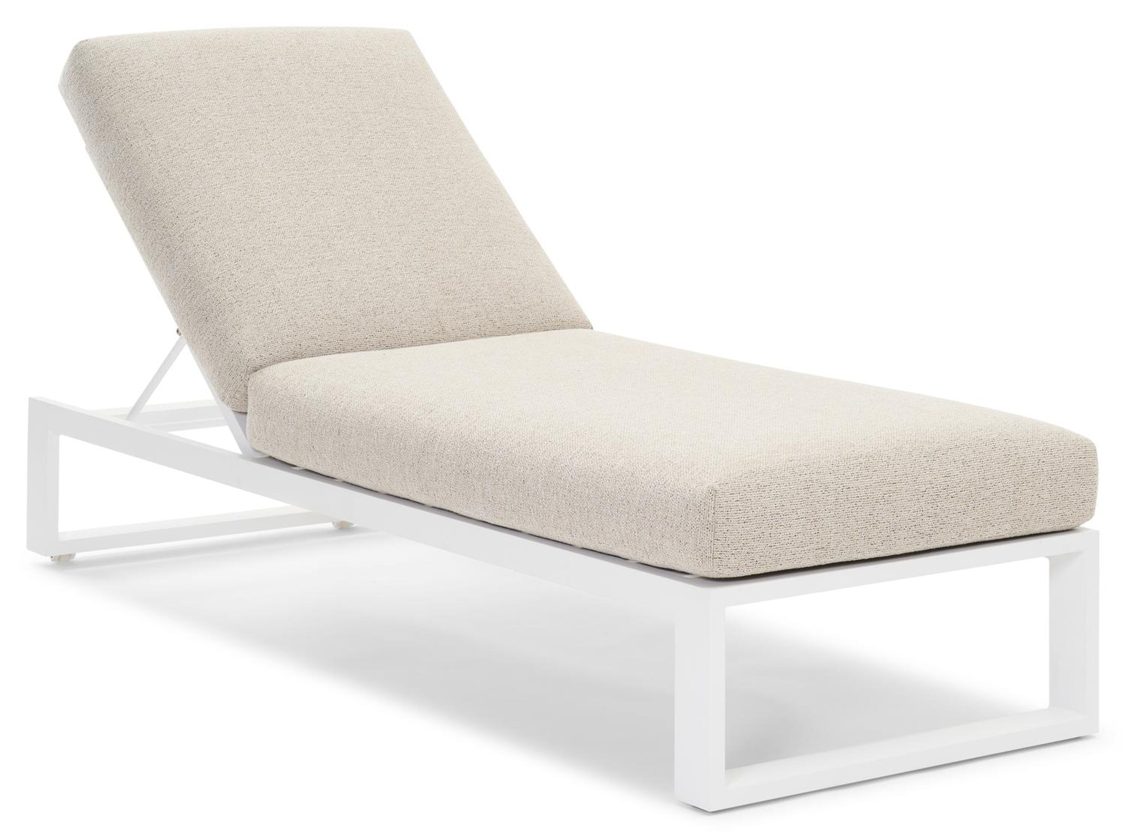 Verato verstelbaar ligbed in wit aluminium met marbella beige all weather cosytica kussen